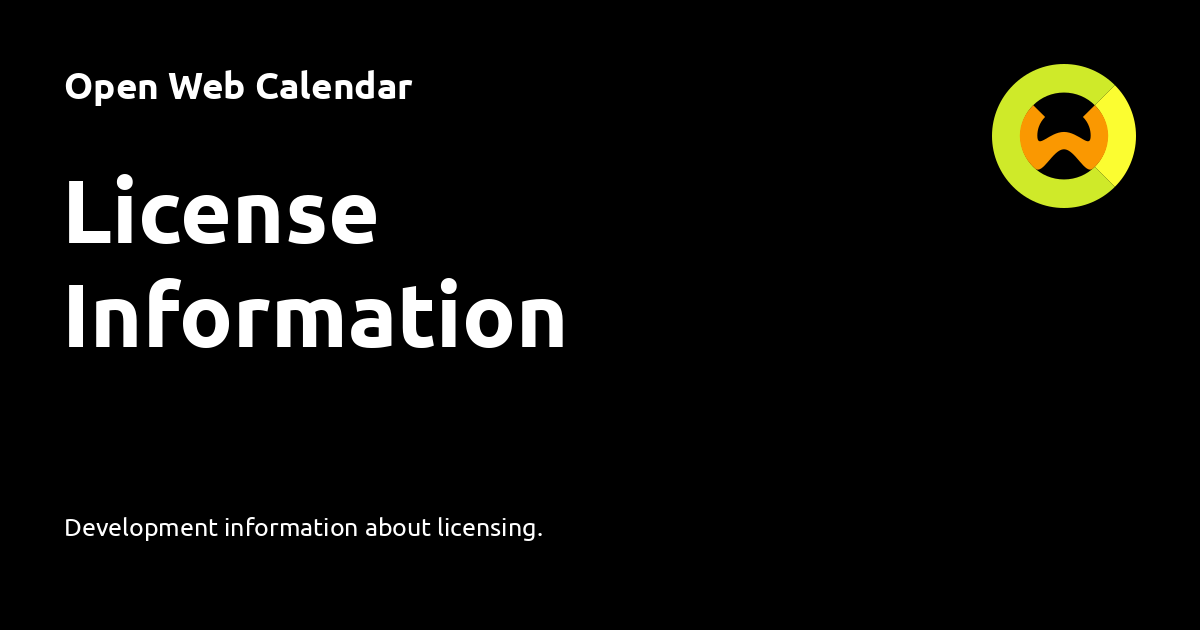 License Information - Open Web Calendar